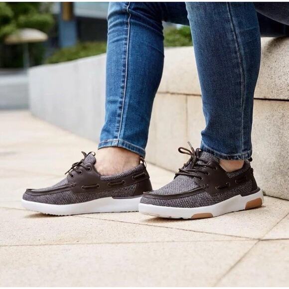 OrthoComfoot Mens 14 Orthopedic Walking Shoes Arch Support Slip-On Brown Loafers - Picture 3 of 7